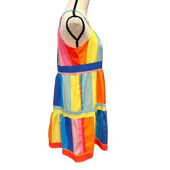 SOLUTION Rainbow Striped Shift Dress Size Medium - Picture 5 of 10